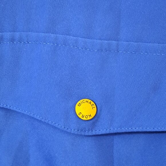 Michael Michael Kors Women's S Long Sleeve Full Zip Blue Blouse Career Office - Picture 6 of 11